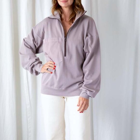 Rachel Comey Sweatshirt spence collared half zip pocket womens Purple (small) - Picture 1 of 9